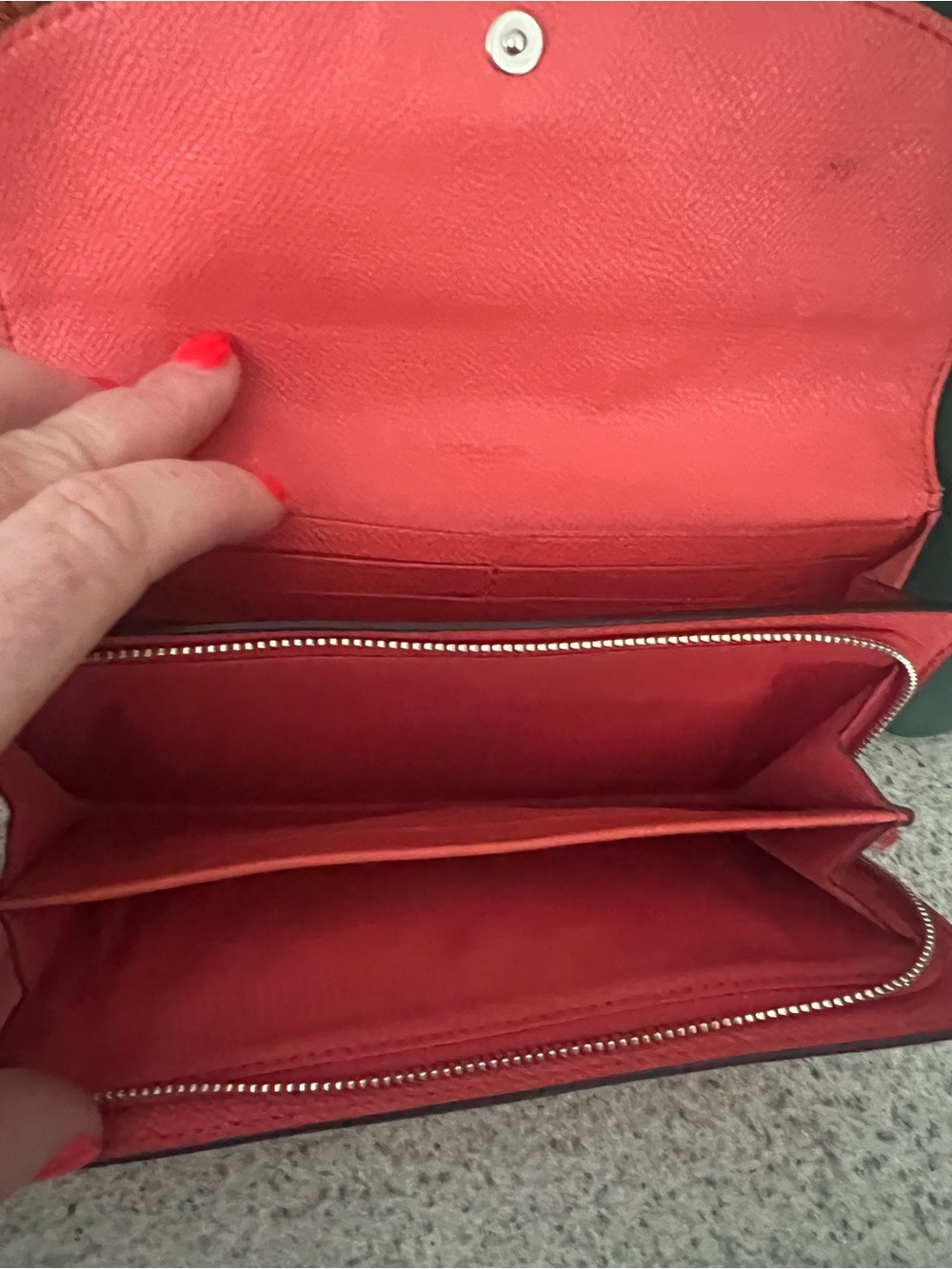 Coach Red/orange Leather Continental Wallet Clutch - Picture 3 of 4